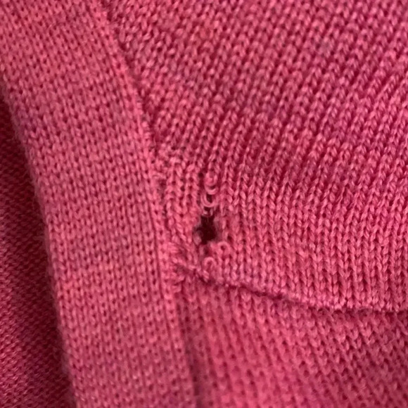 Eileen Fisher Merino Wool Pink Fushia Two Button V Neck Cardigan Size Large - Picture 10 of 13